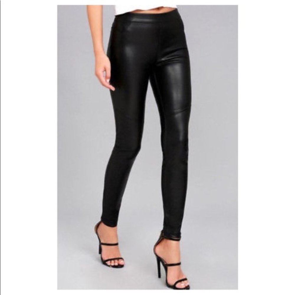 Free People Black Vegan Leather Pants Size 25